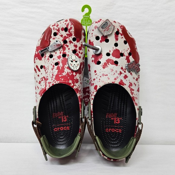 Crocs Friday the 13th Classic Clogs 212073-90H Red White Green Men\'s Size 12 main image 8